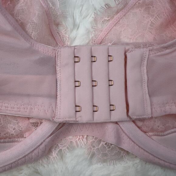 Victoria’s Secret Dream Angels Unlined Uplift Lace Bra Pretty Blossom Pink 38DDD - Picture 6 of 7